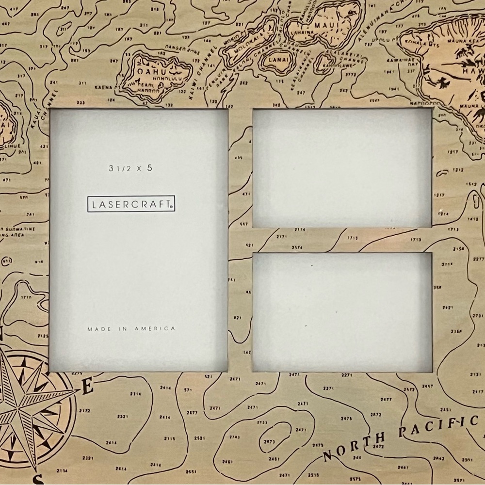 “Lasercraft” Wooden Atlas Picture Frame with 3 Openings.
